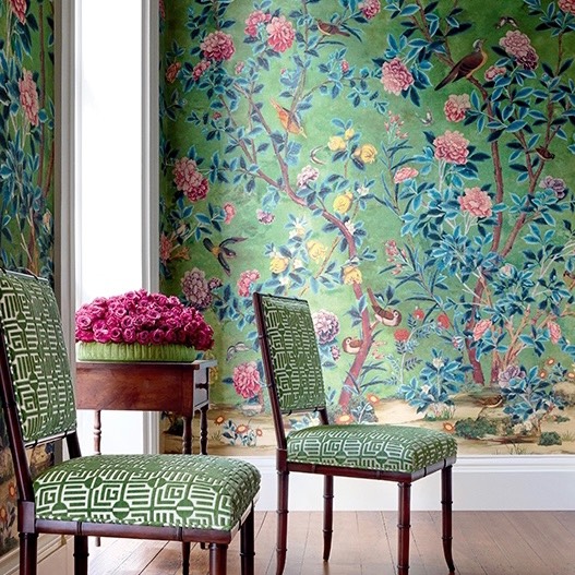 Thibaut Jardin Bloom Mural Wallpaper in Green